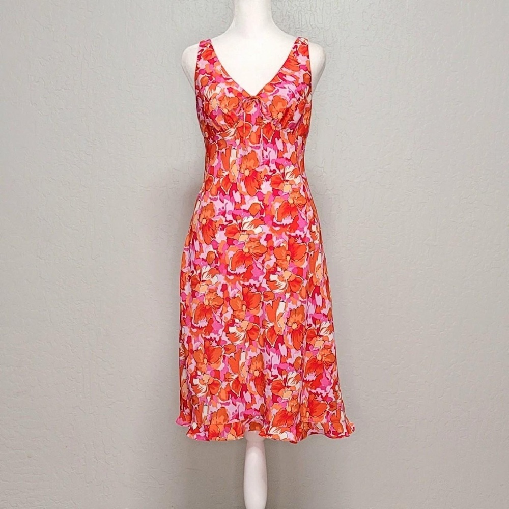 Vintage Express pink/orange floral dress - Picture 2 of 3